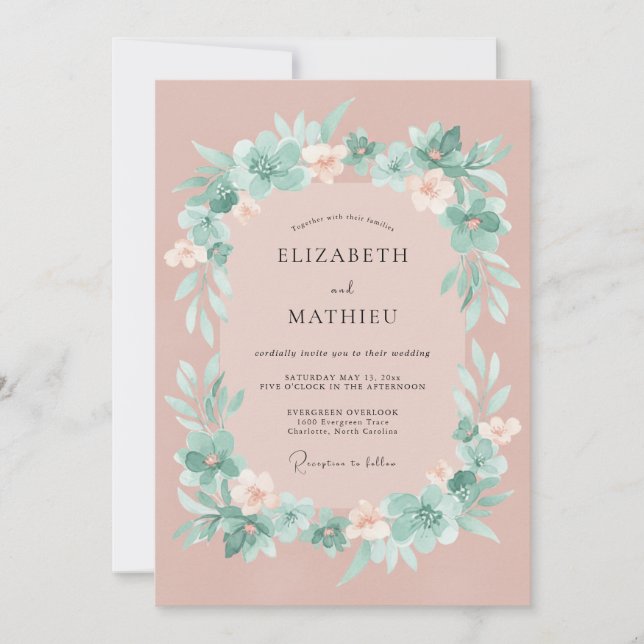 Dusty Rose Majestic Spring Wedding Invitation (Front)