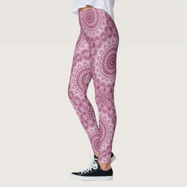 Dusty Rose Mandala Pattern Design Leggings (Left)