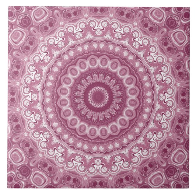 Dusty Rose Mandala Pattern Design Tile (Front)