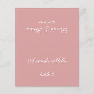 Dusty Rose Mariage Carte Place - Nom d'invité impr