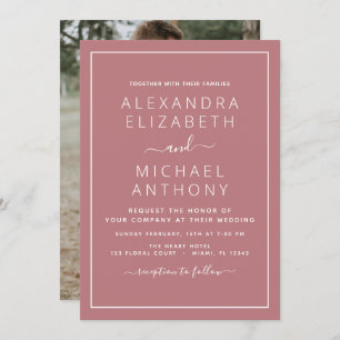 Dusty Rose Mariage rose avec invitation photo