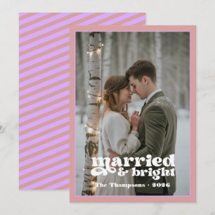 Dusty Rose & Mauve Newlyweds Christmas Holiday Card
