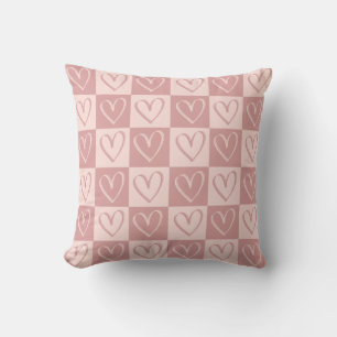 Dusty Rose Minimal Hearts Valentine’s Throw Pillow