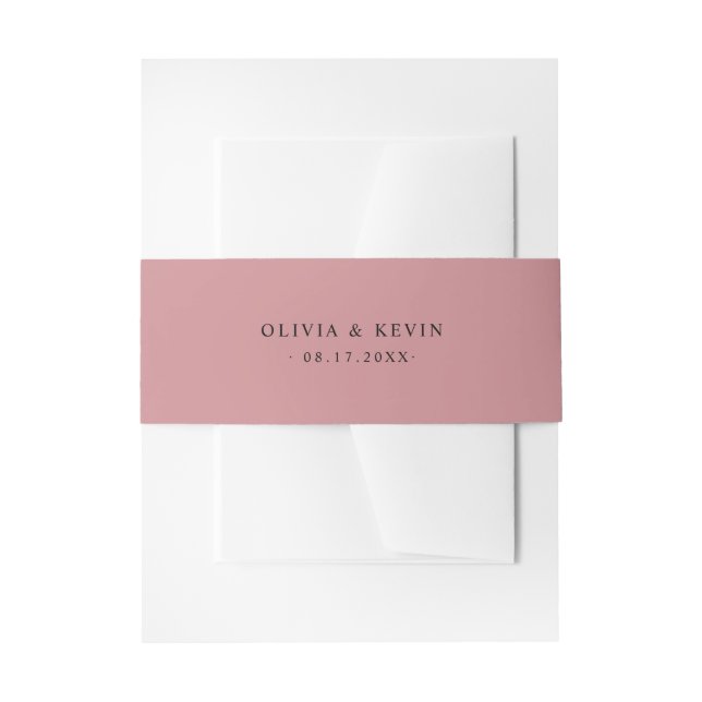 Dusty Rose Minimal Wedding Invitation Belly Band (Front Example)