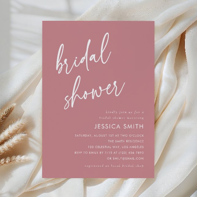Dusty Rose Minimalist Boho Bridal Shower Invitation (Creator Uploaded)