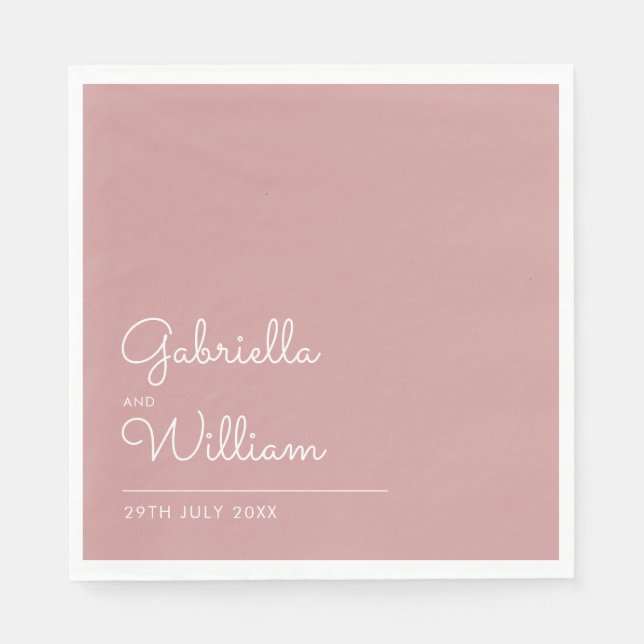 Dusty Rose Minimalist Elegant Script Napkin (Front)
