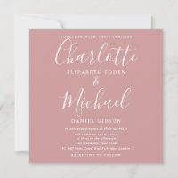 Dusty Rose Minimalist Elegant Script Wedding
