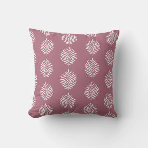 Dusty Rose Minimalist Palm Leaf Pattern Throw Pillow