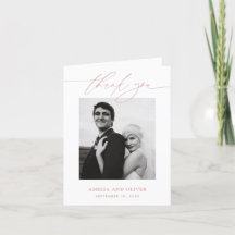 Dusty Rose Minimalist Script Photo Wedding