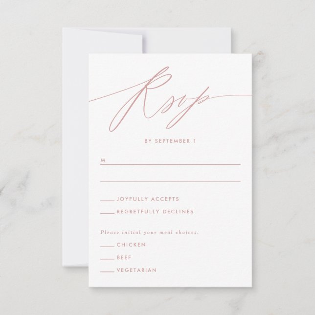 Dusty Rose Minimalist Script Response Card (Front)