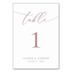 Dusty Rose Minimalist Wedding   Event Custom Table Number