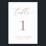 Dusty Rose Minimalist Wedding | Event Custom Table Table Number<br><div class="desc">(**PLEASE NOTE: To order,  simply adjust your table number (and name/date) and add each number to your cart separately. Then check out once you are finished.) Beautiful,  elegant,  modern and minimalist,  table number card. Fully customizable with your names (or Event Name) and Date.</div>
