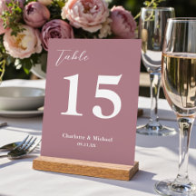 Dusty Rose Minimalist Wedding Table Number
