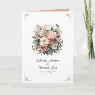 Dusty Rose, Mint Green, and Blush Floral Wedding Program
