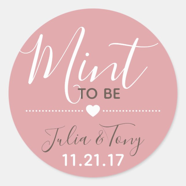 Dusty Rose Mint To Be Stickers Wedding Favours (Front)