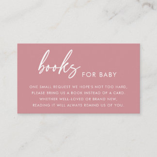Dusty Rose Modern Books for Baby Shower Enclosure Card