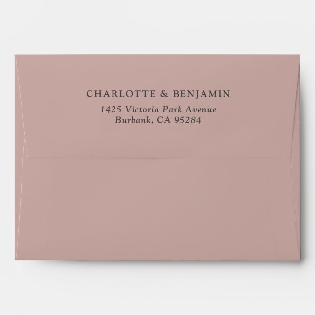 Dusty Rose Modern Custom Wedding 5.25x7.25 Envelope (Back (Top Flap))