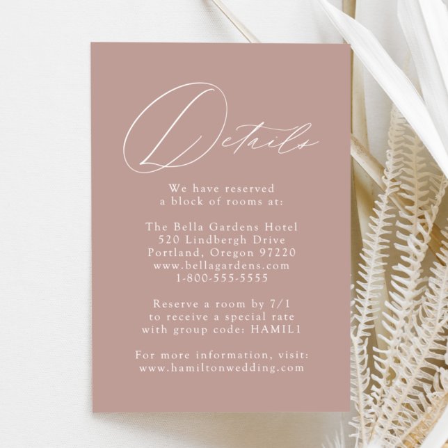 Dusty Rose Modern Elegance Wedding Details Enclosure Card (Creator Uploaded)