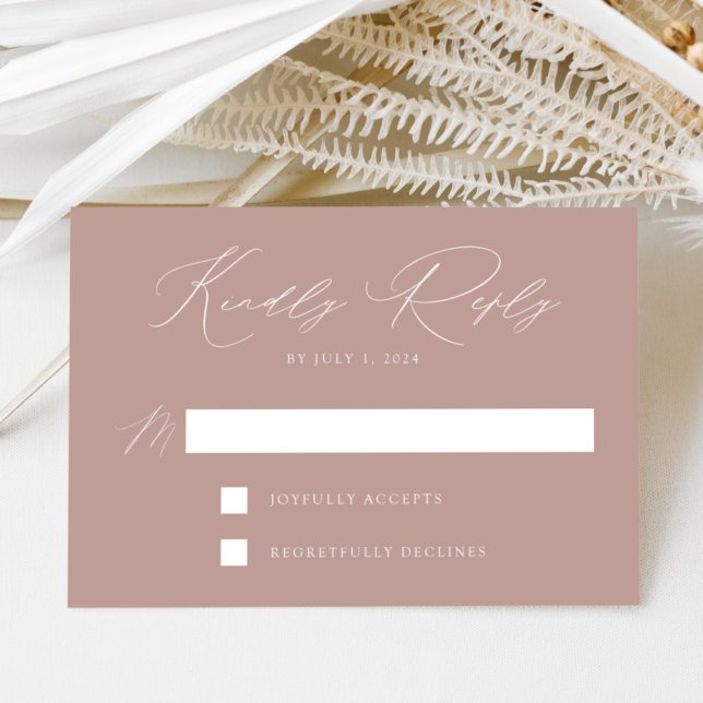Dusty Rose Modern Elegance Wedding RSVP Card (Creator Uploaded)