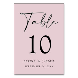 Dusty Rose Modern Elegance Wedding Table Number