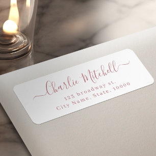 Dusty Rose Modern elegant script return address