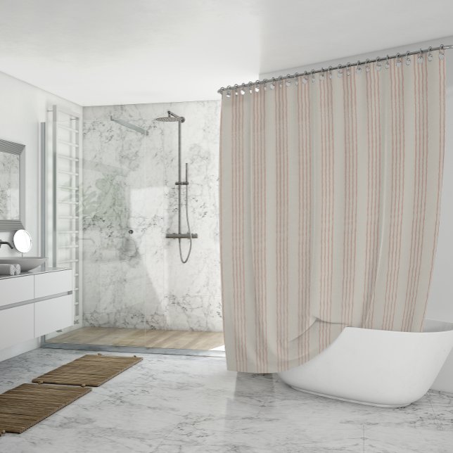 Dusty Rose Modern Minimalist Stripe Boho  (Dusty Rose Modern Minimalist Stripe Boho Shower Curtain)