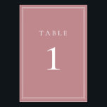 Dusty Rose Modern Minimalist Wedding Table Number<br><div class="desc">Dusty rose modern,  minimalist wedding table number. Fully customizable! **PLEASE NOTE: To order,  simply adjust your table number and add each number to your cart separately. Then check out once you are finished.</div>
