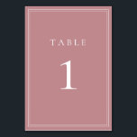 Dusty Rose Modern Minimalist Wedding Table Number<br><div class="desc">Dusty rose modern,  minimalist wedding table number. Fully customizable! **PLEASE NOTE: To order,  simply adjust your table number and add each number to your cart separately. Then check out once you are finished.</div>