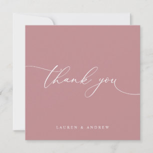 Dusty Rose Modern Minimalist Wedding Thank You Card