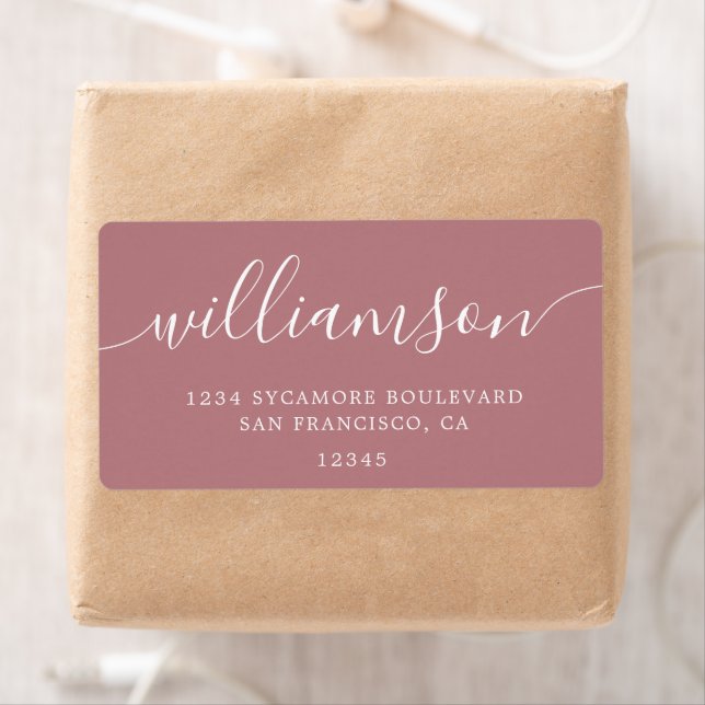 Dusty Rose Modern Script Adresse de retour (En situation)