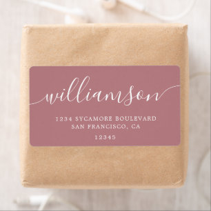 Dusty Rose Modern Script Return Address