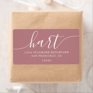 Dusty Rose Modern Script Return Address