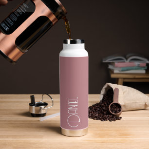 Dusty Rose Modern Typography Personalized Water Bottle