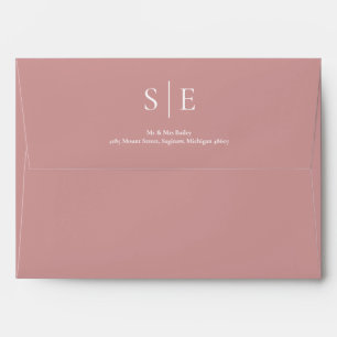 Dusty Rose Monogram Elegant Modern Return Address Envelope