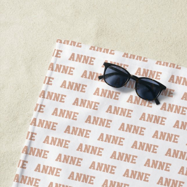 Dusty Rose Name Pattern Modern Beach Towel (In Situ)