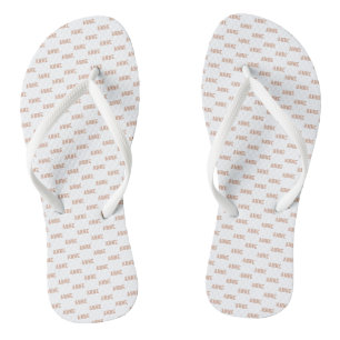 Dusty Rose Name Pattern White Flip Flops