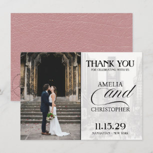 Dusty Rose New York City Passport Thank You Card