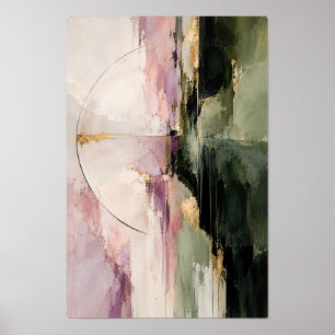 Dusty Rose Olive Black Circle Abstract Wall Art