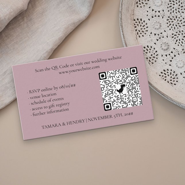 Dusty Rose Online RSVP QR Code Wedding Enclosure Card (Creator Uploaded)
