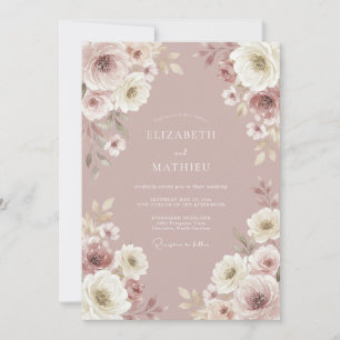 Dusty Rose Painterly Flourish Wedding Invitation