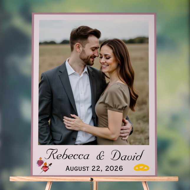 Dusty Rose & Pale Pink Two Hearts Catholic Wedding Acrylic Sign (Neutral)