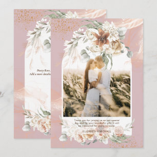 Dusty Rose Pampas Grass Floral PHOTO THANK YOU