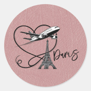 Dusty Rose Paris Passport  Classic Round Sticker