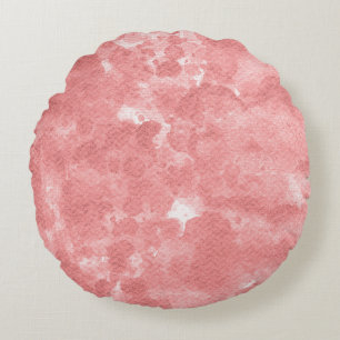 Dusty Rose Peach Watercolor Marble Texture Round Pillow