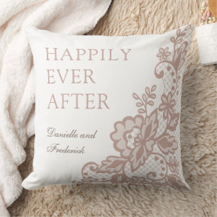 Dusty rose personalised wedding cotton throw pillow