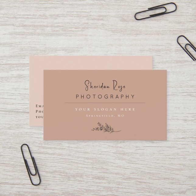 Dusty Rose Personalized Botanical Business Card (Front/Back In Situ)