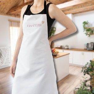 Dusty Rose Personalized Name Gold Leopard Heart Apron