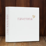 Dusty Rose Personalized Name Gold Leopard Heart Binder<br><div class="desc">This personalized binder features a clean white background with a custom name written in a soft dusty rose font. A small gold leopard print heart at the end of the name adds a trendy animal print accent that makes the design modern and stylish. The dusty rose tone combined with the...</div>