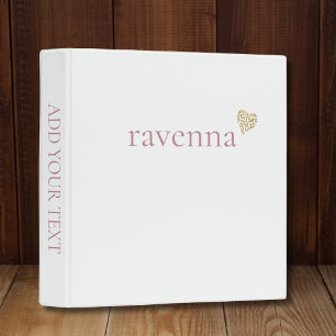 Dusty Rose Personalized Name Gold Leopard Heart Binder