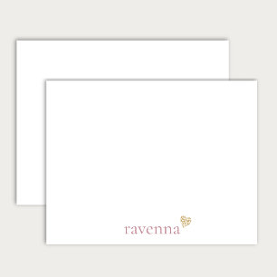 Dusty Rose Personalized Name Gold Leopard Heart Card
